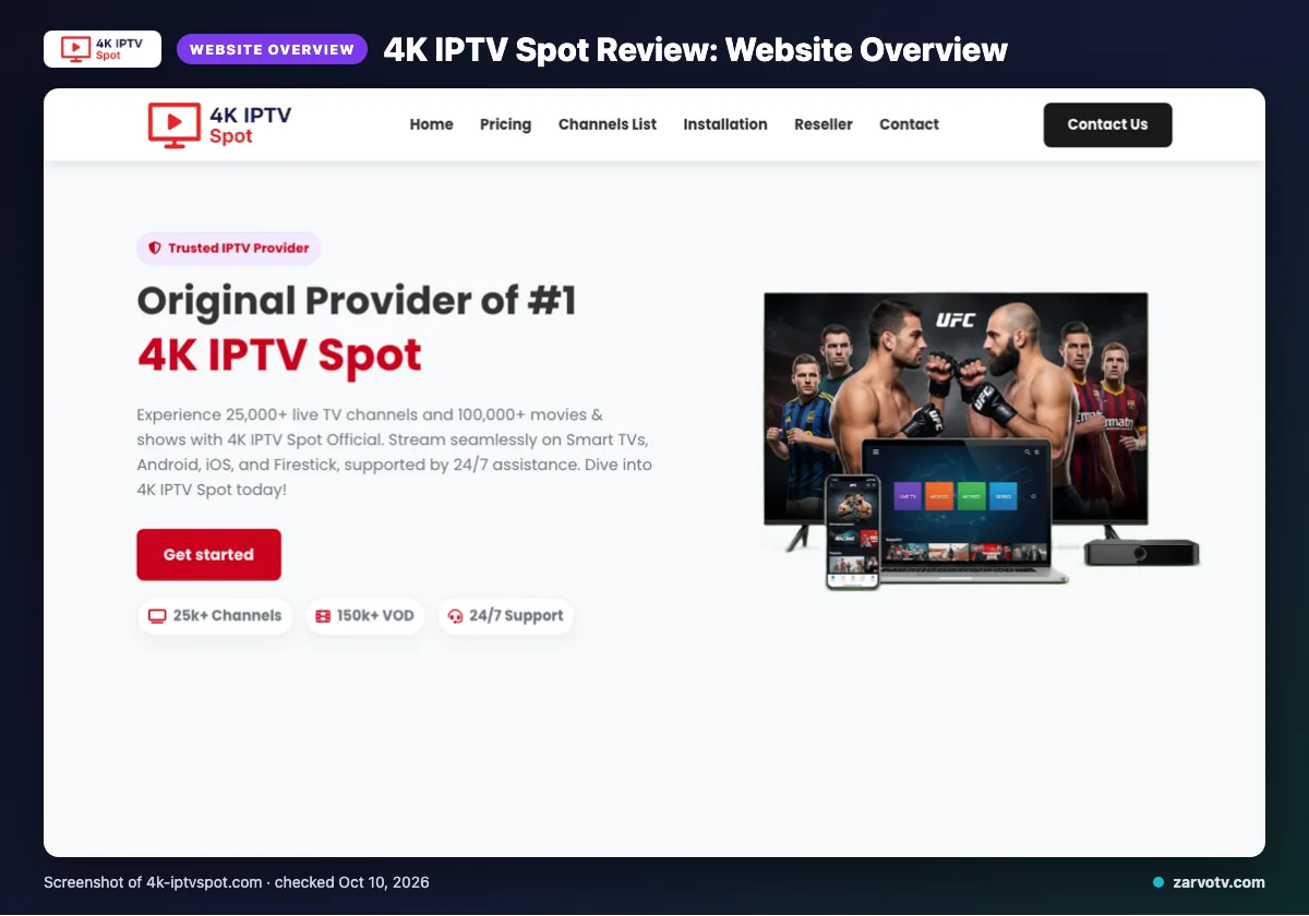 4K IPTV Spot homepage
