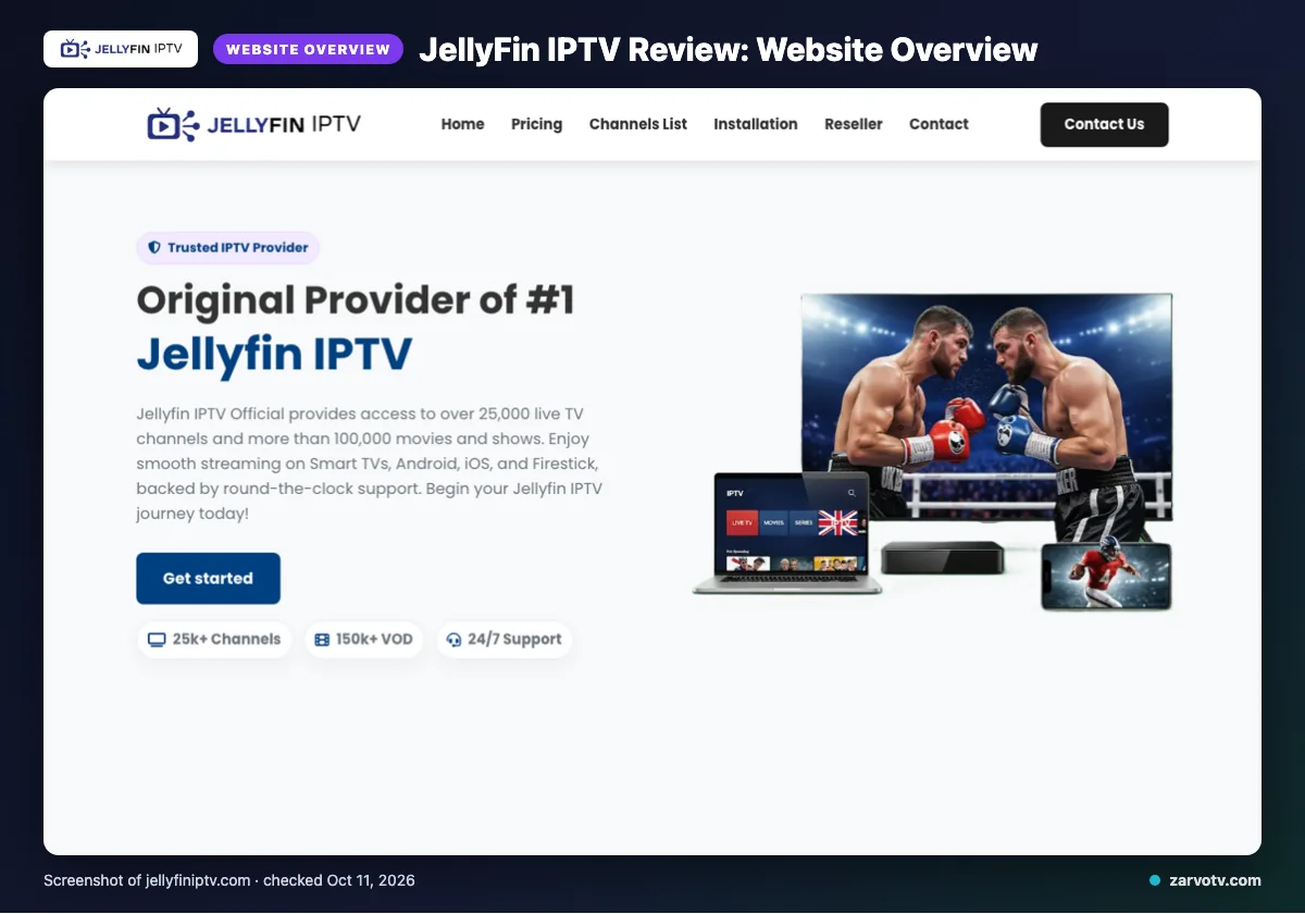 JellyFin IPTV homepage
