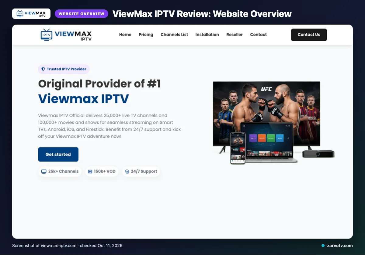 ViewMax IPTV homepage