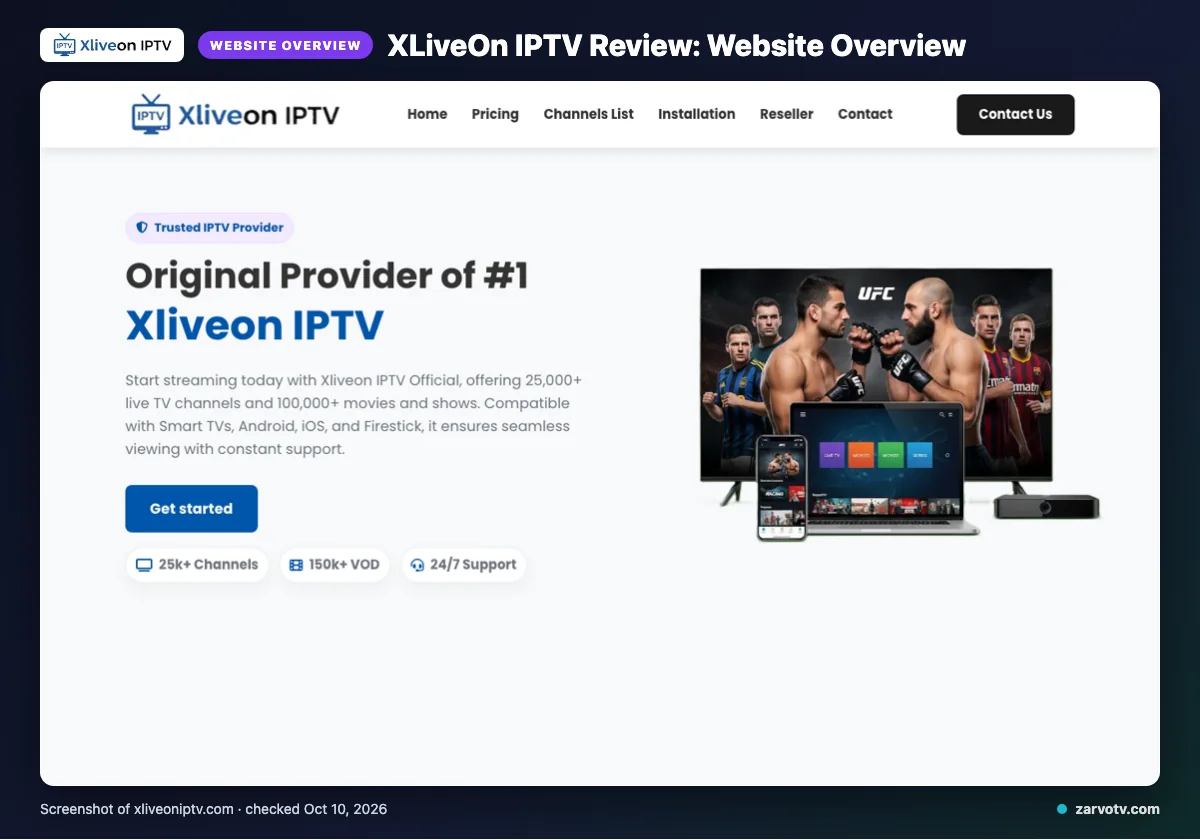 XLiveOn IPTV homepage