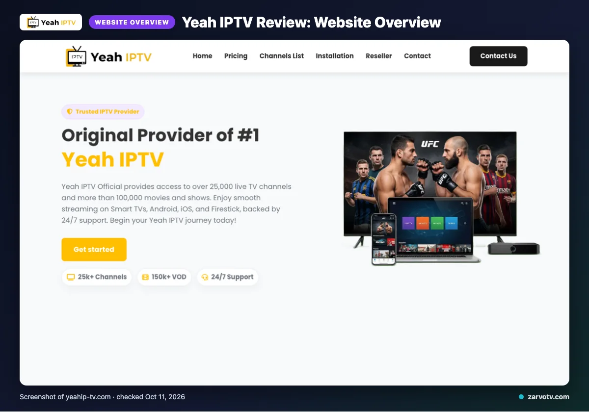 Yeah IPTV homepage